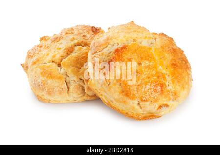 Studio shot of traditional homemade scones cut out against a white background Stock Photo
