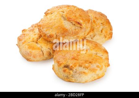 Studio shot of traditional homemade scones cut out against a white background Stock Photo