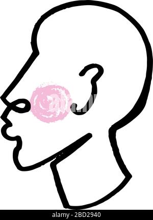Modern abstract line face portrait, linear brush art. Picasso inspired style. Lineart human symbol, contemporary cubism sketch, ink painting. Abstract Stock Vector