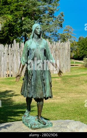 Statue of Pocahontas at Historic Jamestown. Stock Photo