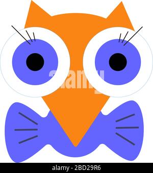 Bright funny orange cartoon fox with the bow-tie. Vector illustration. Stock Vector