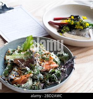 Savoury dishes at Temple at Bude cafe-restaurant in Bude, north Cornwall Stock Photo