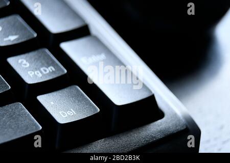 close up of black keyboard Enter and Del button Stock Photo