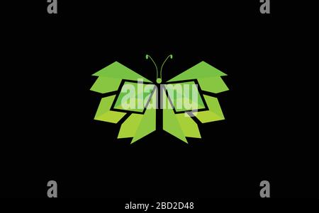 polygon butterfly with green colour Stock Vector