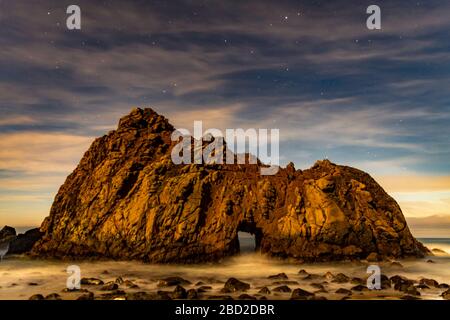 Pfeiffer Beach, Keyhole, Stars, Big Sur, California, USA, Nightsky Stock Photo