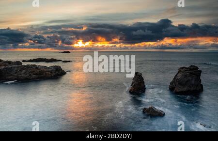 North Saberanes Sunset, Sea Stacks, Garrapata State Park, Big Sur, California, USA Stock Photo