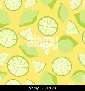 Tropical yellow  citrus seamless pattern. Lime. Bright exotic texture. Healthy vegetarian food. Fresh and juice fruits Stock Vector