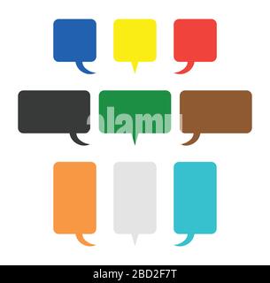 Vector icon set of speech bubbles in different colors. Flat color. Stock Vector