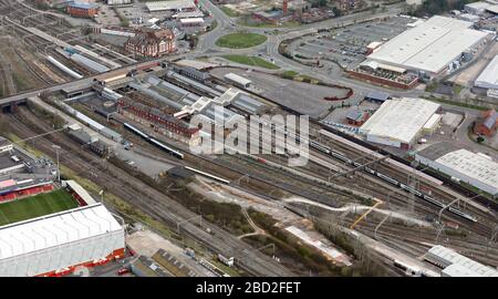 aerial view of Crewe Railway Station Stock Photo