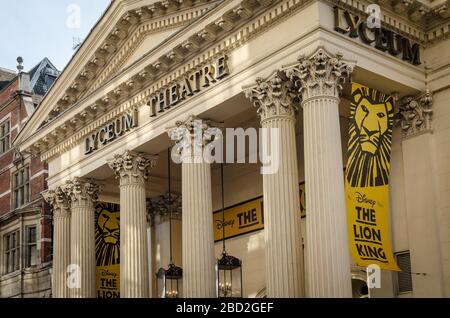 LONDON- Lyceum Theatre, home of the hugely popular and successful Lion King musical in London's West End district Stock Photo