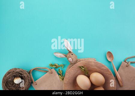 Seasonal holiday, Easter background. Zero waste, eco friendly easter concept. Stock Photo