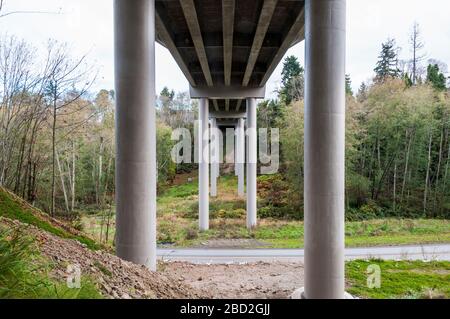 8th Street Bridge in Port Angeles, Washington, as seen from below the span. Stock Photo