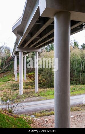 8th Street Bridge in Port Angeles, Washington, as seen from below the span. Stock Photo