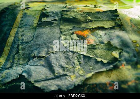 Grunge greenish-grey abstract vintage fabric background with textured effect. Stock Photo