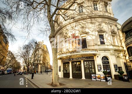 LONDON- MARCH, 2019: Playhouse Theatre near Trafalgar Square in London's West End. Currently showing the Cyrano de Bergerac with James Mcavoy Stock Photo