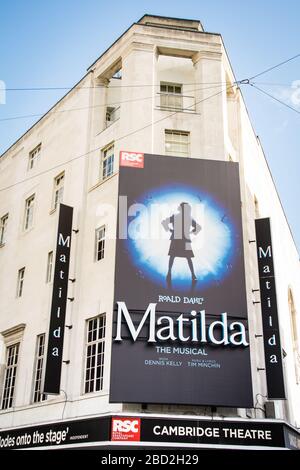 LONDON- The Cambridge Theatre at Severn Dials in London's West End showing Matilda the Musical Stock Photo