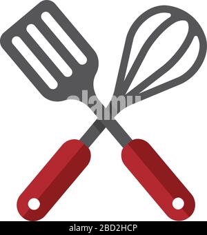 kitchen utensils icon (spatula & whisk) Stock Vector