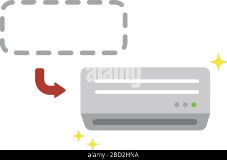 AC ( air conditioner) vector icon illustration / relocation, move to other place Stock Vector