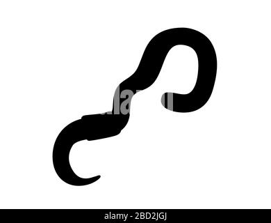 Black silhouette earthworm crawling cartoon worm design flat vector ...