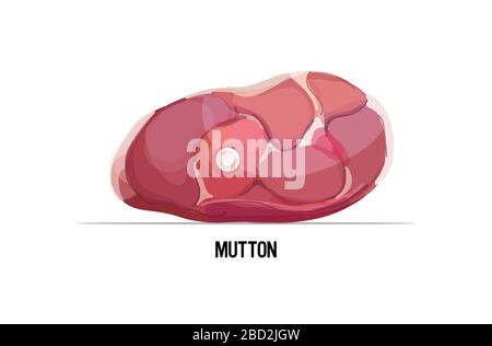 fresh mutton steak raw meat isolated on white background horizontal vector illustration Stock Vector