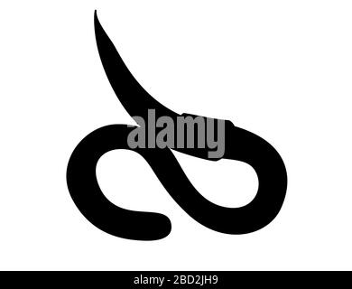 Black silhouette earthworm crawling cartoon worm design flat vector ...