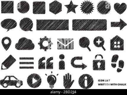 chalk drowing icon set illustration Stock Vector