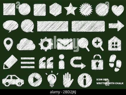 chalk drowing icon set illustration Stock Vector