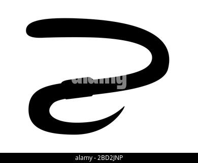 Black silhouette earthworm crawling cartoon worm design flat vector ...