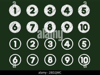 chalk drowing number icon set (from 1 to 10) Stock Vector