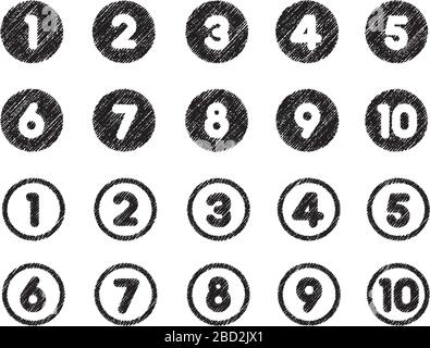 chalk drowing number icon set (from 1 to 10) Stock Vector