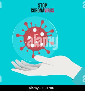 Coronavirus 2019-nCoV Novel Coronavirus Bacteria. No Infection and Stop Coronavirus Concepts. Stock Vector