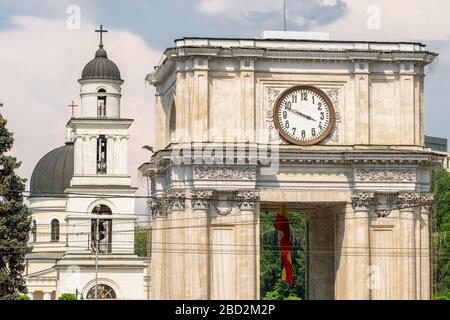 The Triumphal Arch in Chisinau, Moldova Stock Photo