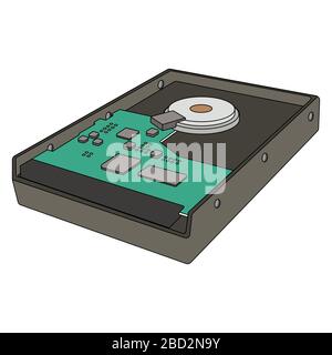 cartoon hard drive disk. white background isolated vector illustration Stock Vector