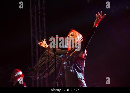 Rocker Aylin Aslim and her band in concert at the Middle East Technical University 28th Spring festival Stock Photo