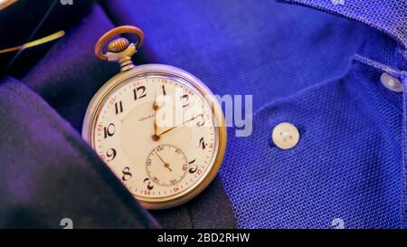 Open-face pocket watch photo background Stock Photo