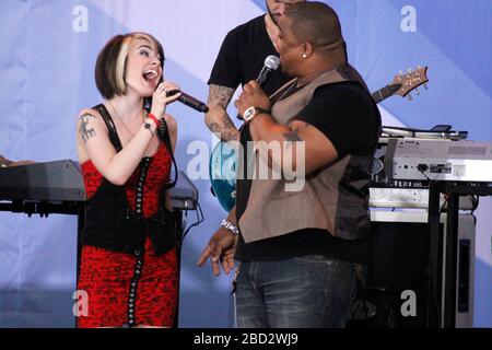 Top Ten American Idol Finalists perform at Good Morning America Summer Concert series presented by John Frieda, in Central Park, New York City on July 9, 2010. Credit: Scott Weiner/MediaPunch Stock Photo