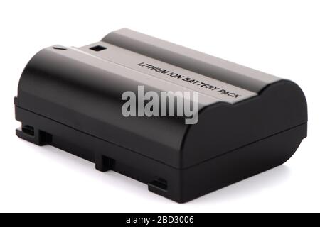 Camera battery pack isolated on white background. Stock Photo