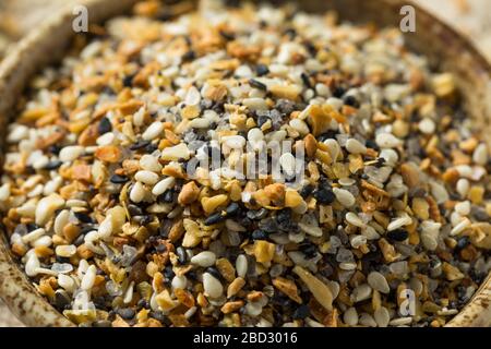 Raw Organic Everything Bagel Seasoning in a Bowl Stock Photo