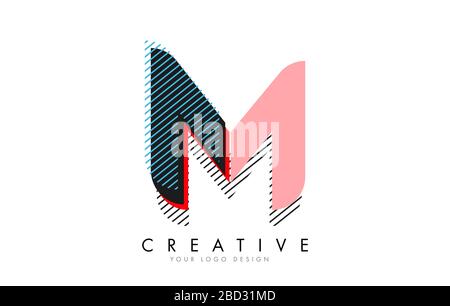 M Letter with an abstract Pop Art Logo Design. Colorful Retro Vector Illustration. Stock Vector