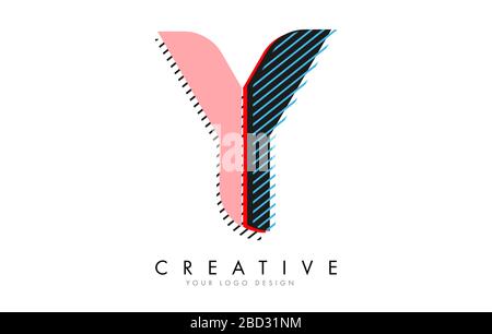 Y Letter with an abstract Pop Art Logo Design. Colorful Retro Vector Illustration. Stock Vector