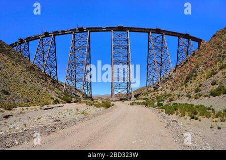 Viaduct, Viaducto la Polvortilla, San Antonio de los Cobres, Province of Salta, Argentina Stock Photo