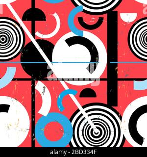 Seamless bright abstract pattern of geometric objects and elements. A template for the design of Wallpaper or fabric. Stock Vector