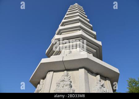 Low angle view of the pagoda in the Buddhist temple Stock Photo