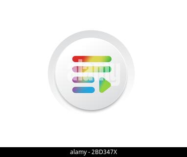 The vector isolated music player playlist rainbow gradient icon button Stock Vector