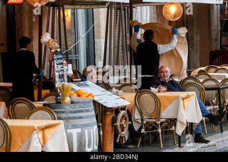 Rome Italy 11th March 2020 Customers sit at a table as waiters