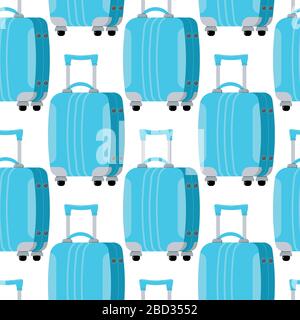 Suitcase travel seamless pattern isolated on white background. Stock Vector
