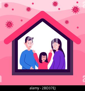 Stay home during coronavirus. Corona virus (COVID-19) campaign to stay at home. Stay at home awareness campaign and coronavirus prevention. Stock Vector