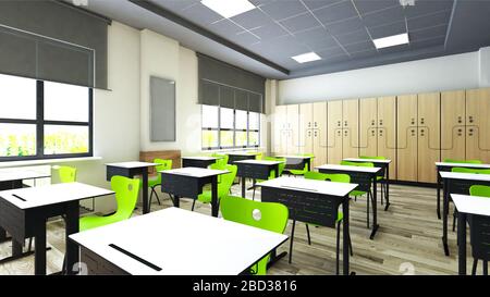 Modern Classroom Desk School Backdrop M5-94 – Dbackdrop