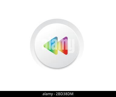 The vector isolated music player rewind arrow rainbow gradient icon button Stock Vector
