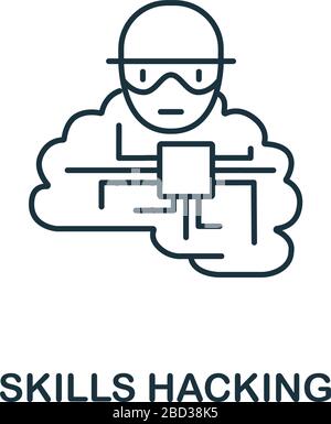 Skills Hacking icon from machine learning collection. Simple line Skills Hacking icon for templates, web design and infographics Stock Vector